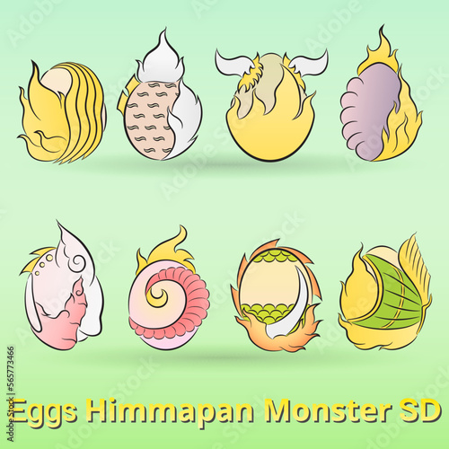 Eggs Himmapan monster cartoon SD style.