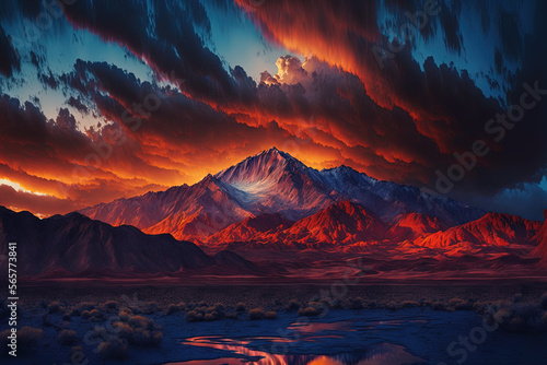 Majestic mountain range at sunset with a dramatic sky  mountain  sky  landscape  sunset  mountains  nature  cloud  snow  sunrise  clouds  view  travel  peak  sun  hill  panorama  alps  rock  valley  
