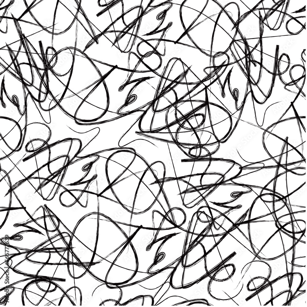Obraz premium Doodles seamless pattern. Doodle lines ornamental trendy background. Rough line design.
