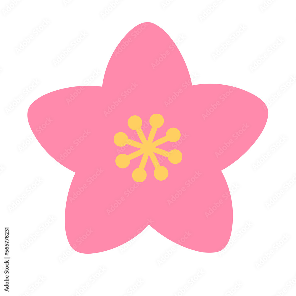 シンプルな桃の花のイラスト 黄色 シンプルな桃の花のイラスト 黄色