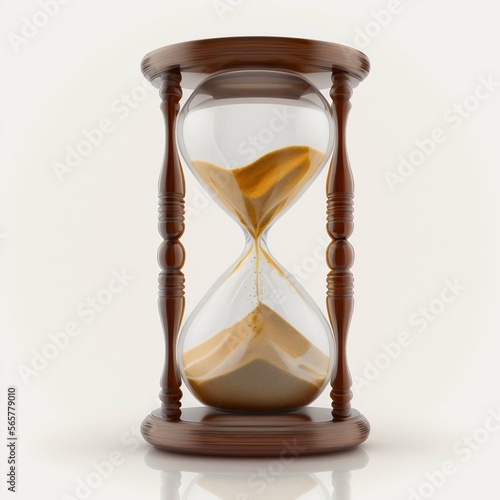 Hourglass illustration on white background. Generative Ai