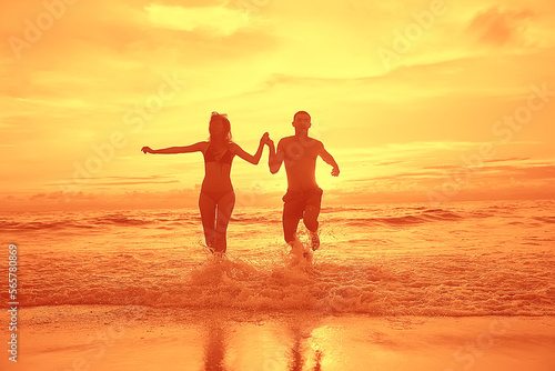 young couple on the beach  romantic person summer sea vacation