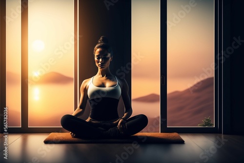 Meditation Lotus Pose  See a Human Body Meditating in Front of a Window
