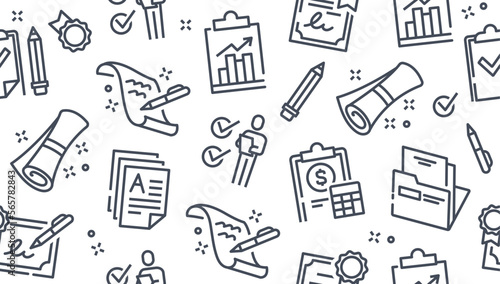 Planning seamless line pattern. Repeating design element for printing on fabric. Organization of effective workflow, business and vision of future, goal setting. Cartoon flat vector illustration