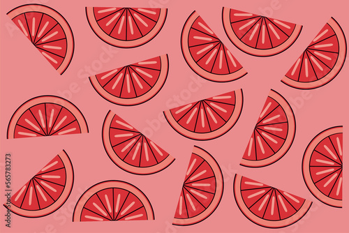 seamless pattern of cheerful red grapefruits, on a light pink background.seamless pattern of cheerful red grapefruits, on a light pink background.