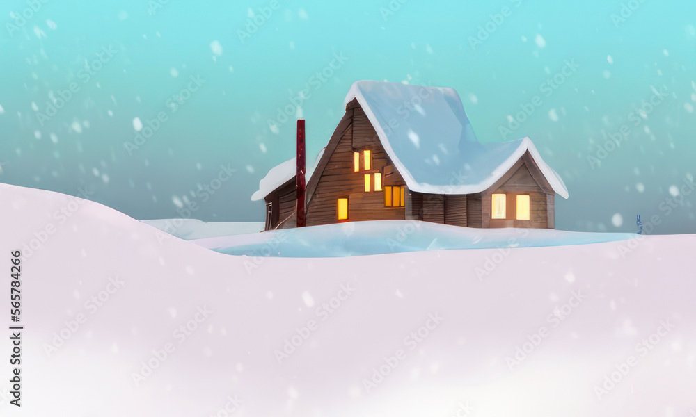 Fototapeta premium house in the snow created with generative AI