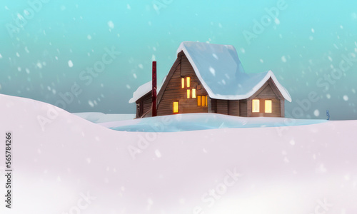 house in the snow created with generative AI