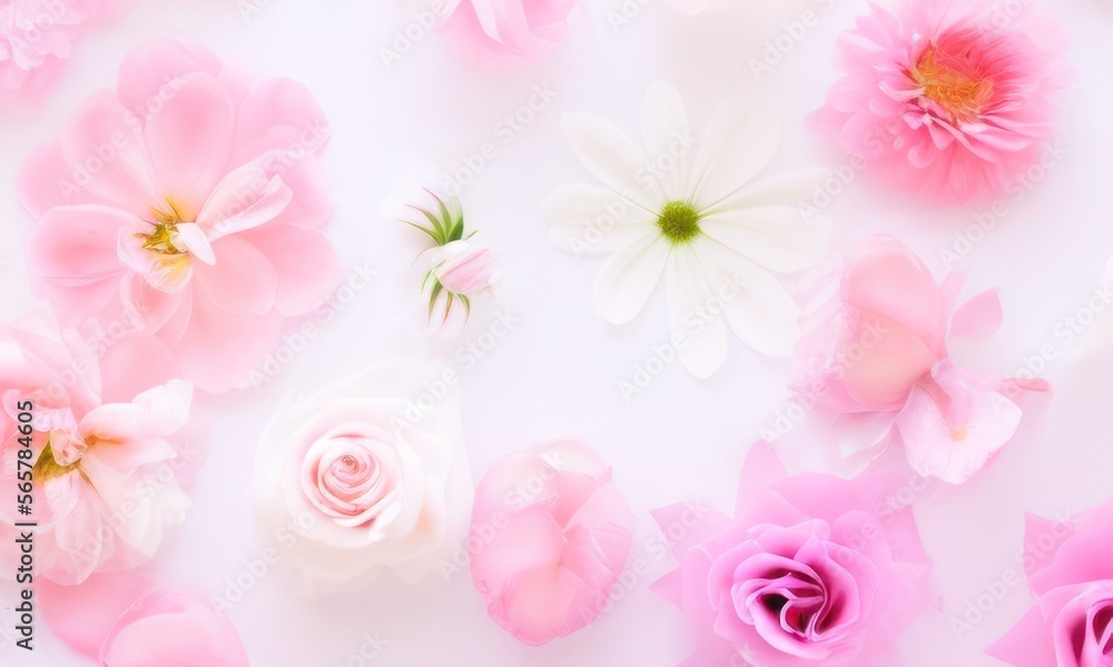 flowers on pink background created with generative AI