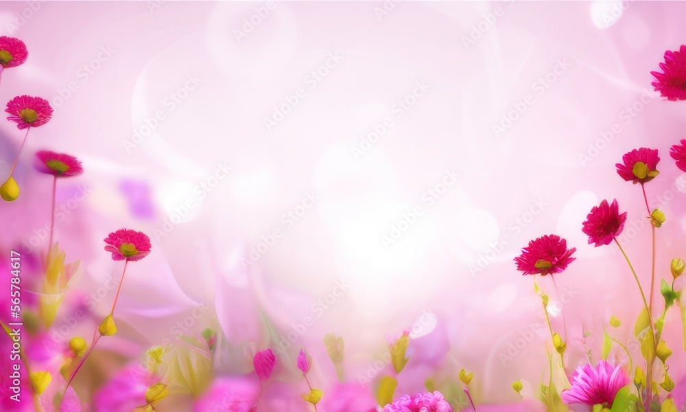 flowers on pink background created with generative AI