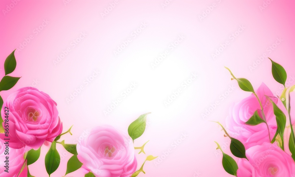 flowers on pink background created with generative AI