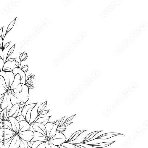 outline spring flower corner border