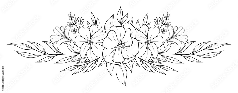 outline spring flower bouquet outline spring flower bouquet