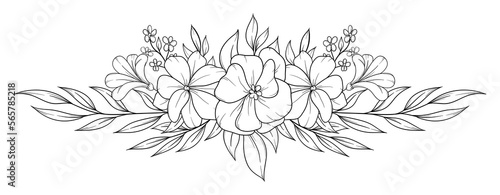 outline spring flower bouquet