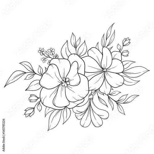 outline spring flower bouquet