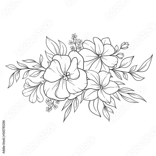 outline spring flower bouquet