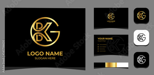 Template Logo Creative Initial K, G and B in Luxury, Glamour concept. Creative Template with color pallet, visual branding, business card and icon.
