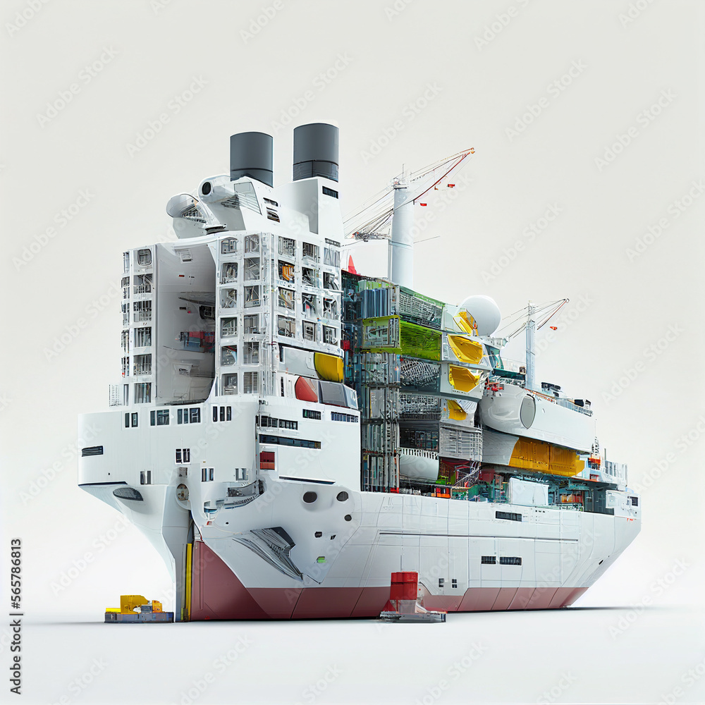 Container Ship Construction Design Future New model of Container ship loading and unloading, Cargo ...