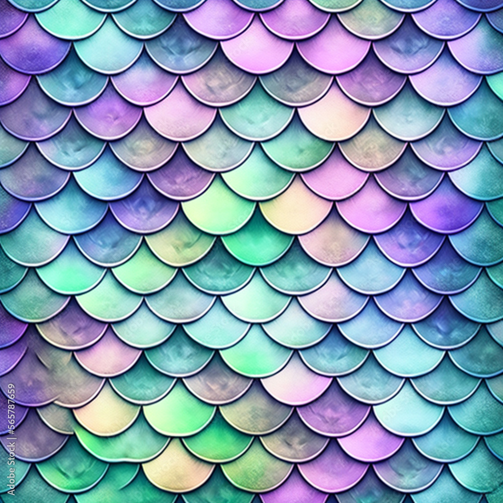 Fish scale texture, green blue and purple, pastel colors, Generative AI Fish scale texture, green blue and purple, pastel colors, Generative AI