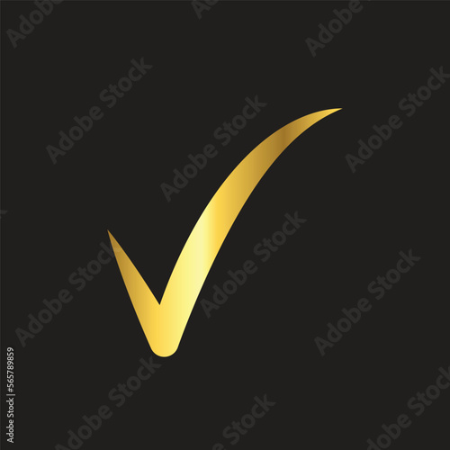gold check mark , icon ,flat, design, template, collection