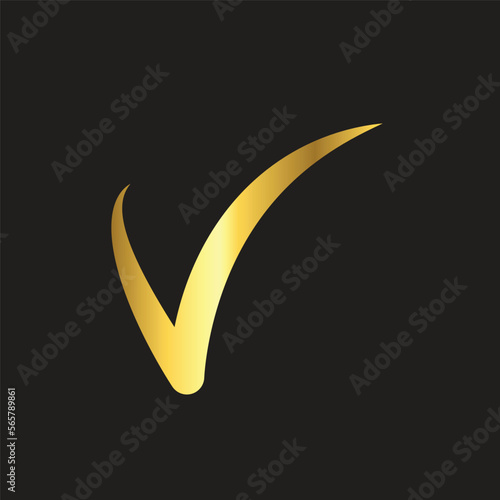 gold check mark , icon ,flat, design, template, collection