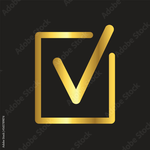 gold check mark , icon ,flat, design, template, collection