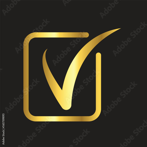 gold check mark , icon ,flat, design, template, collection