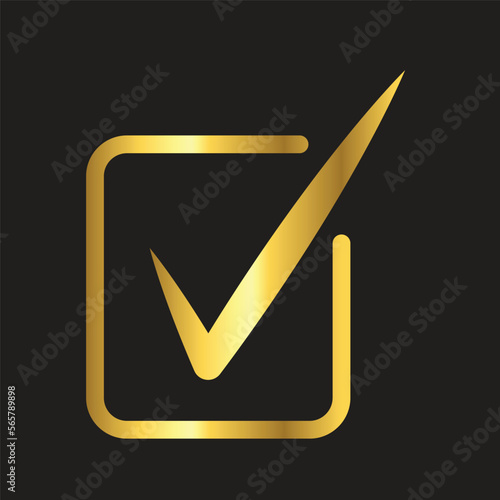 gold check mark , icon ,flat, design, template, collection