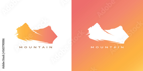 Mountain or Hill Logo with Orange Gradient Color. for Brands and Business