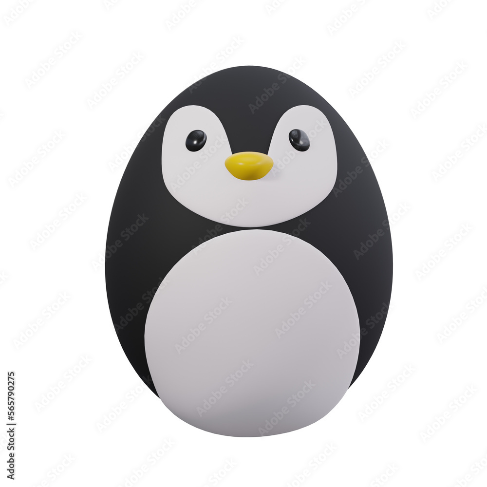 Fototapeta premium Easter Egg. Penguin cartoon character for Easter day 3D Illustration.