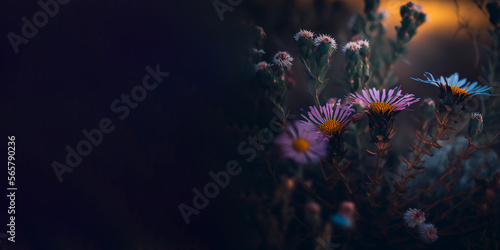 background with flowers, wildflowers, sunlight, banner, Generative AI © Wendy Barnett