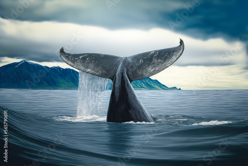 Humpback Whale tail - Generative AI photo