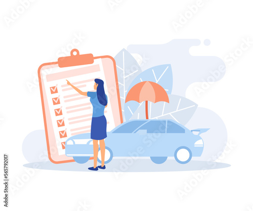 Insurance illustration. Characters presenting car, property and family health or life insurance policies with risk coverage. Insured persons and objects. Flat vector modern illustration 