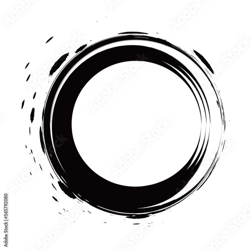 筆　ブラシ　墨　ペイント　円イラスト	
