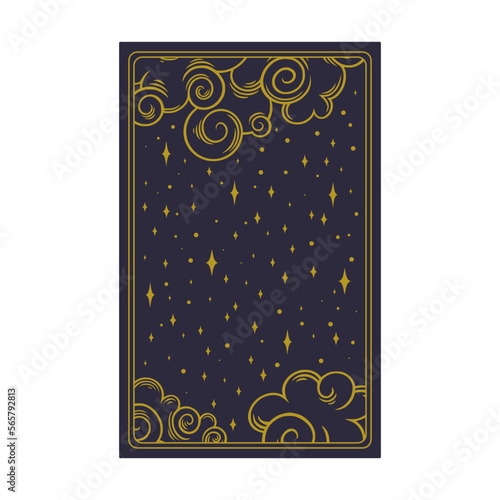 Tarot aesthetic golden card. Nocturnal tarot design for oracle card covers. Vector illustration isolated in blue background