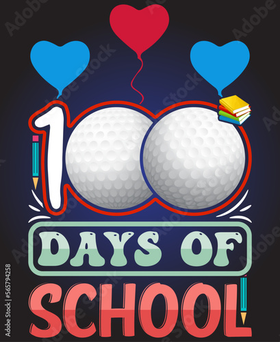 Happy 100th day of school. Congratulatory lettering for the celebration of the hundredth day of the student of the school, t shirt design