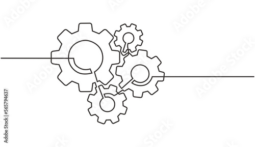 Фотография Continuous line drawing of machine gears