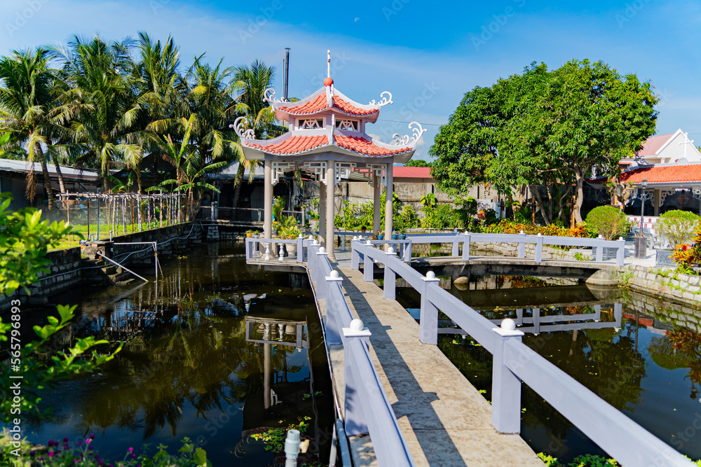 Fototapeta premium Catholic Cathedral and convent. A monastery in the vicinity of Nha Trang in Vietnam in Cam Ranh.