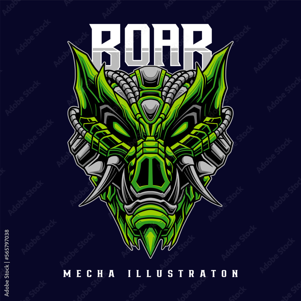 Fototapeta premium Angry boar illustration with detailed vector design