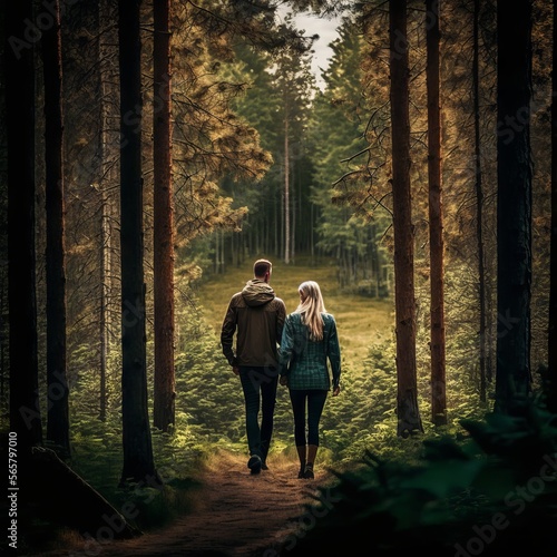 couple in the woods Generative AI
