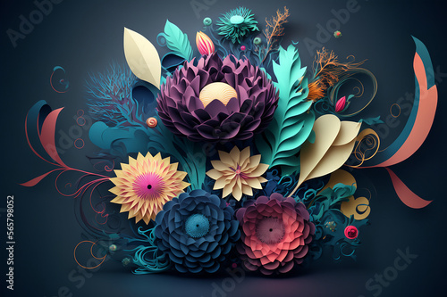 Colorful 3d looking flower