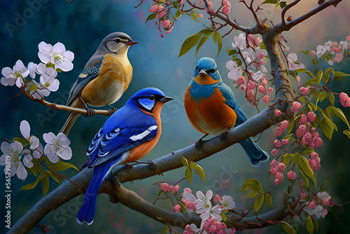 Cute little spring birds (AI Generated)