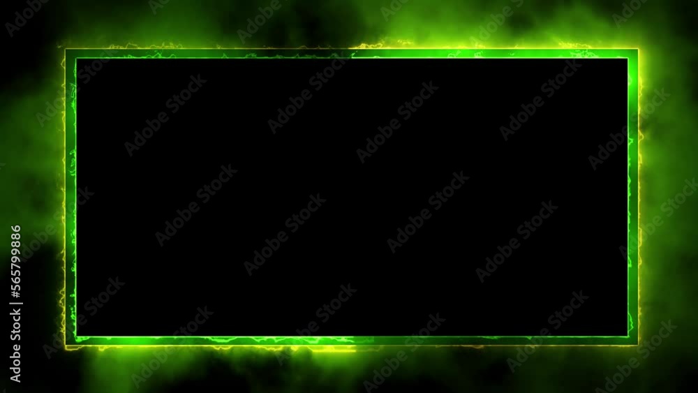 neon border frame, green glowing border, rectangle, square, frame, black screen frame, border