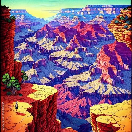 Amazing landscape with shaded cells  Grand Canyon  captivating  beautiful  charming  stylized  fantasy  generated by AI