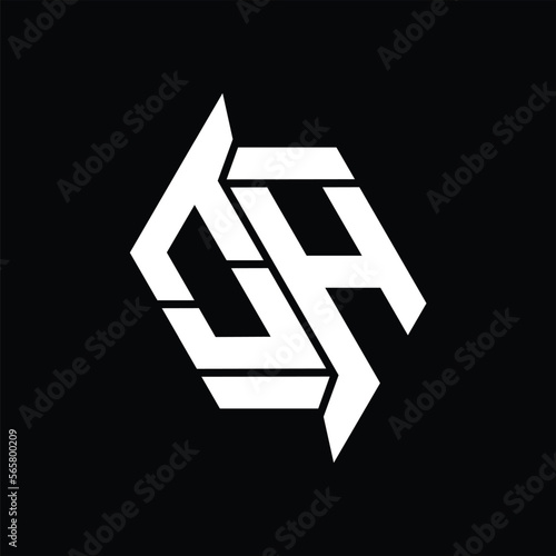 OH Logo monogram hexagon abstract shape vector images design template