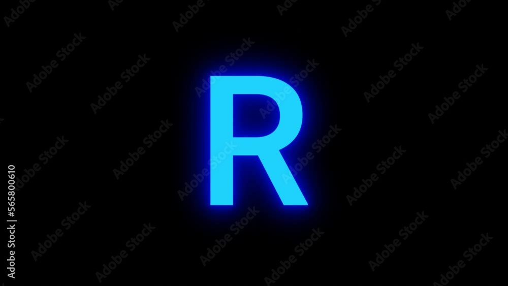 Letter R Glow Light Neon Blue Animation Letter R Glow Light Neon Blue Animation