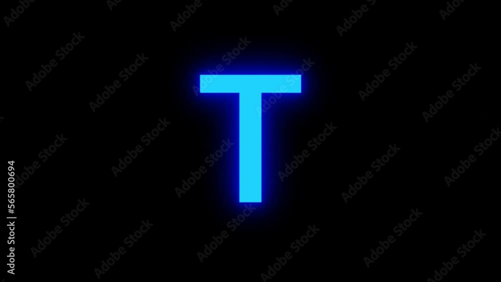 Letter T Glow Light Neon Blue Animation Letter T Glow Light Neon Blue Animation