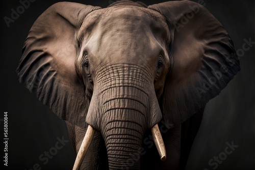 A close up image zoom image of an African elephant isolated for wildlife-themed graphic design generative ai © Arisctur