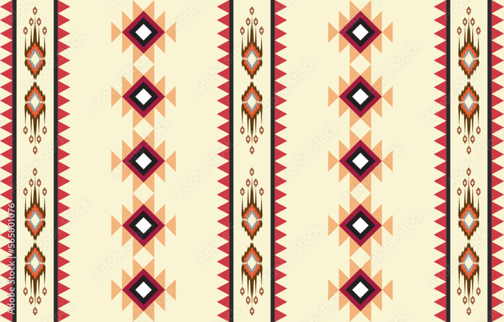 Geometric ethnic pattern seamless oriental. Fabric pattern. Design for fabric, curtain, background, carpet, wallpaper, clothing, shirts, dresses, wrapping, batik, vector illustration. Pattern style. - obrazy, fototapety, plakaty 