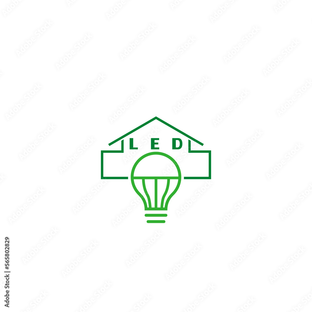 House with led eco lamp icon logo isolated on white background House with led eco lamp icon logo isolated on white background