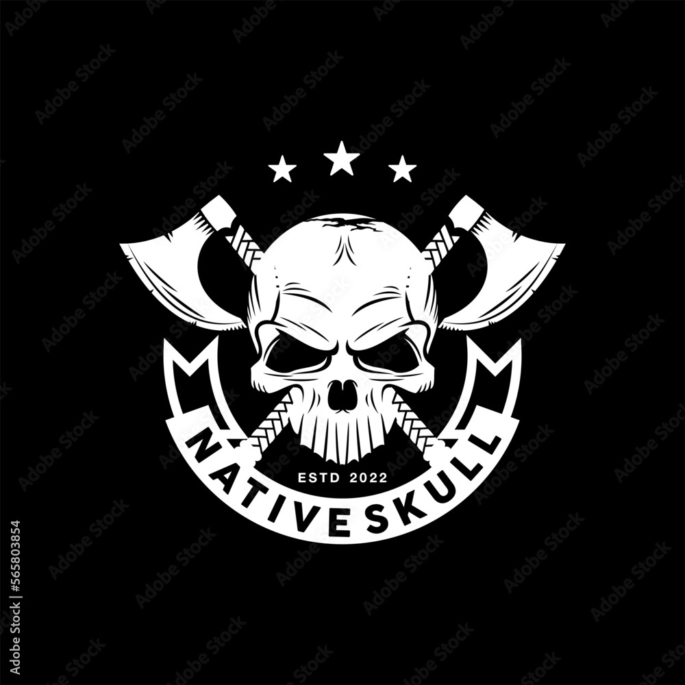 Badge Native Skull Logo Design Template